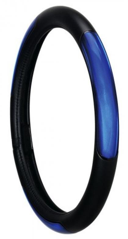 STEERING WHEEL COVER - BLK/BLUE